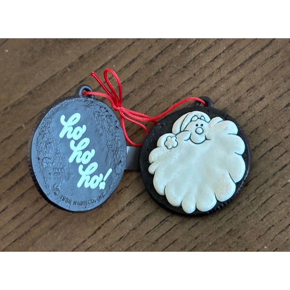 Vintage 1986 Nabisco Oreo Cookie Christmas Ornament Santa‎ Ho Ho Ho Locket Style